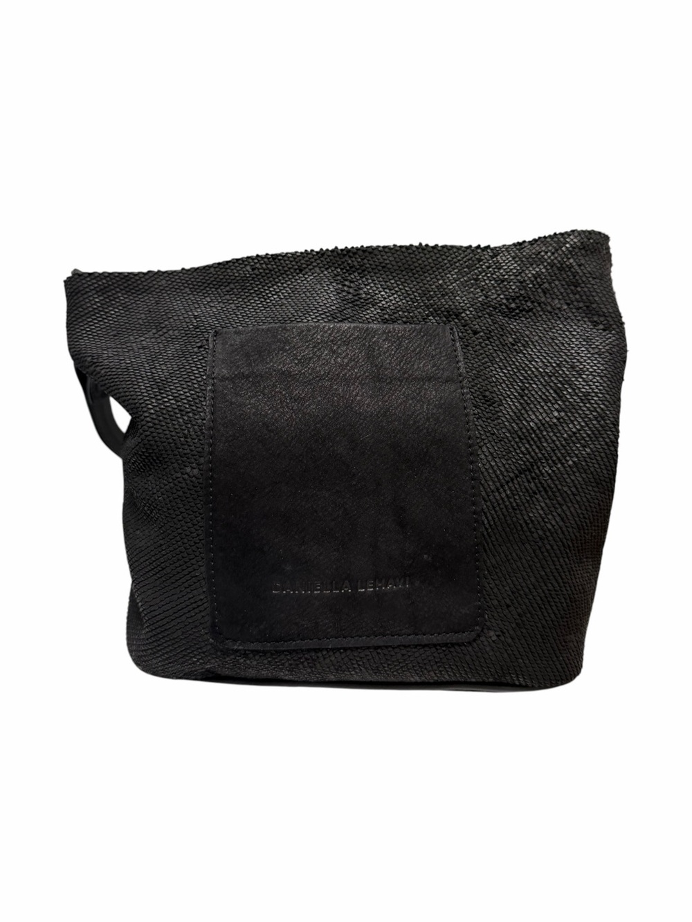 Daniella Lehavi Reptile Black Leather Bucket Crossbody
